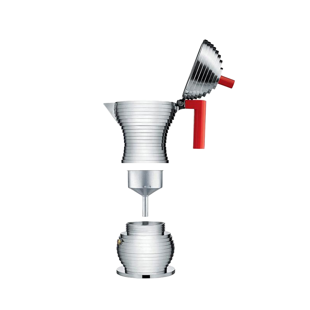 Alessi Pulcina 3 Cup Moka Pot - Red