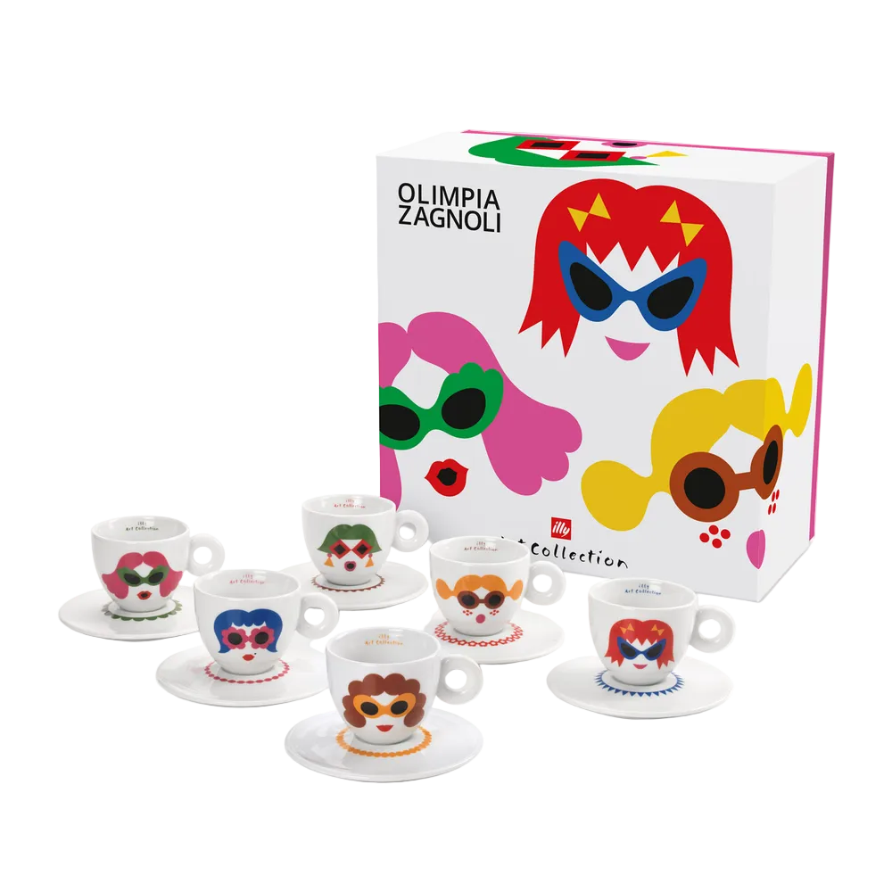 Set of 6 Cappuccino Cups - Olimpia Zagnoli illy Art Collection